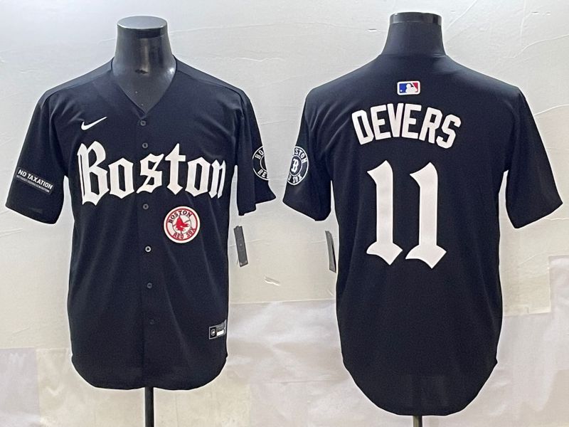 Men 2025 Boston Red Sox #11 Devers Black Five generations Joint Name Nike MLB Jersey style 29->boston red sox->MLB Jersey
